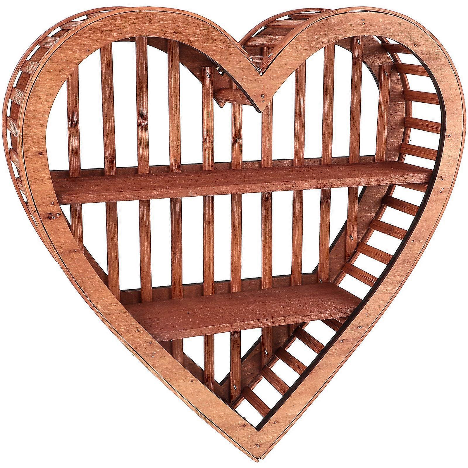 Wall Mounted Wood Display Shelf Wooden Heart Shaped Display Shelf for Bedroom