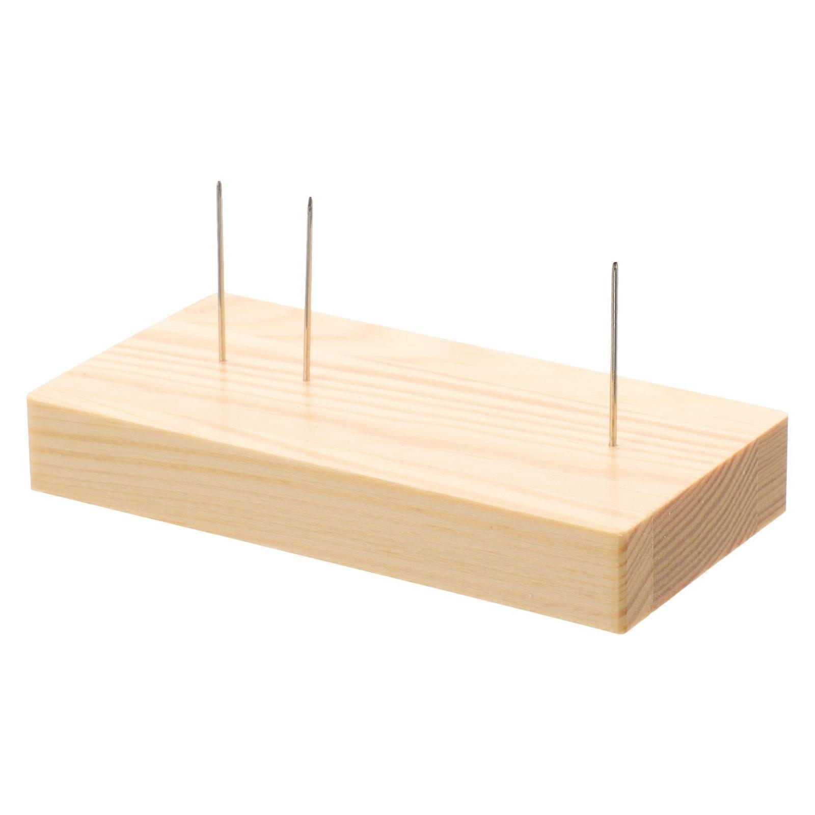 Wooden Base with Metal Needle Display Holder for Felting Dolls Light Yellow Small Size