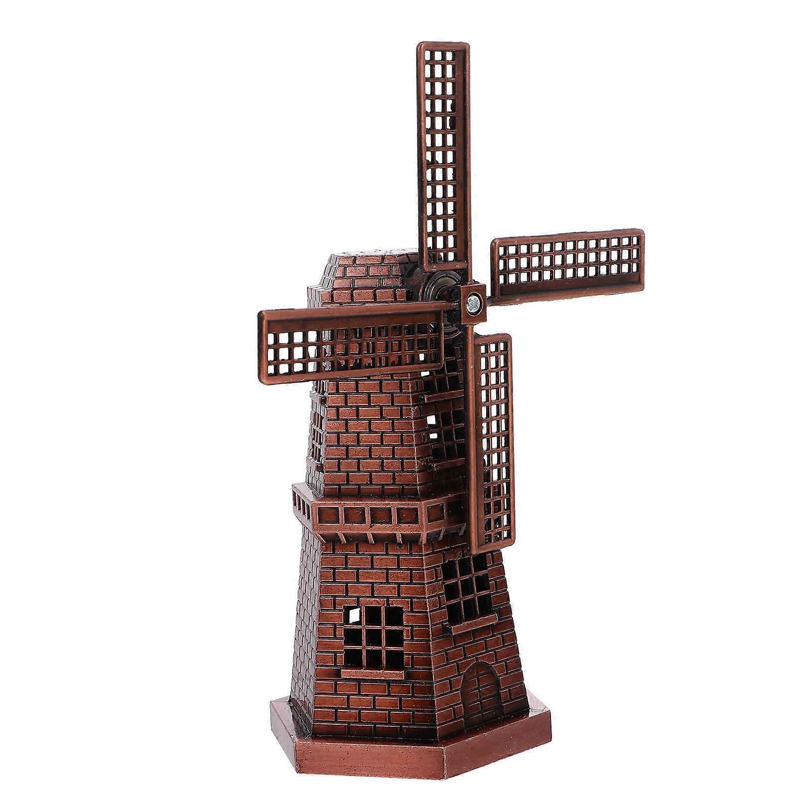 Windmill Shelf Decor Zinc Alloy Windmill Model Home Decoration Coffee Rotating 1Set
