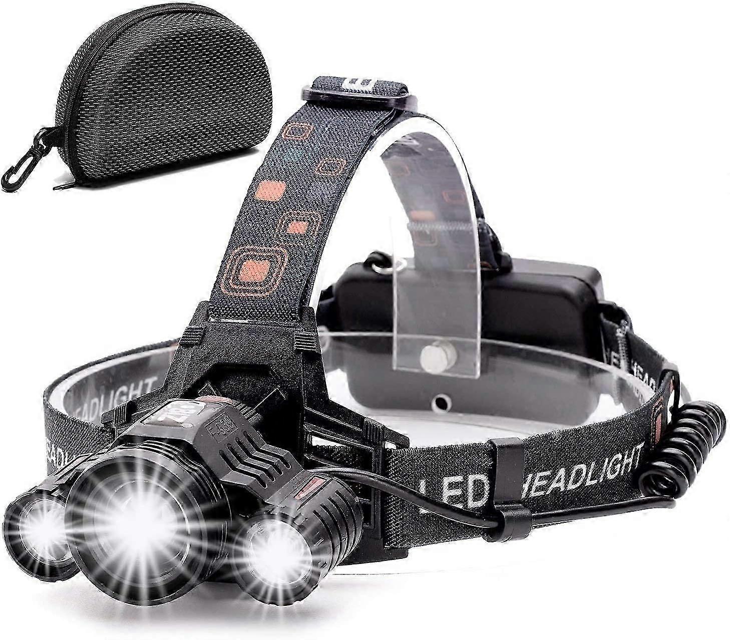 Rechargeable LED Headlamp,10000 Lumen Torch Light 4 Modes 3 LED CREE