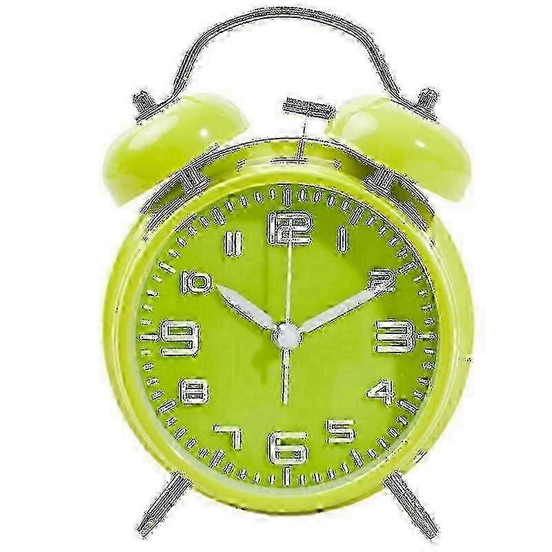 Vintage Heavy Sleeper Alarm Clock with Backlight for Bedroom, Battery Operated Analog Clock in Green