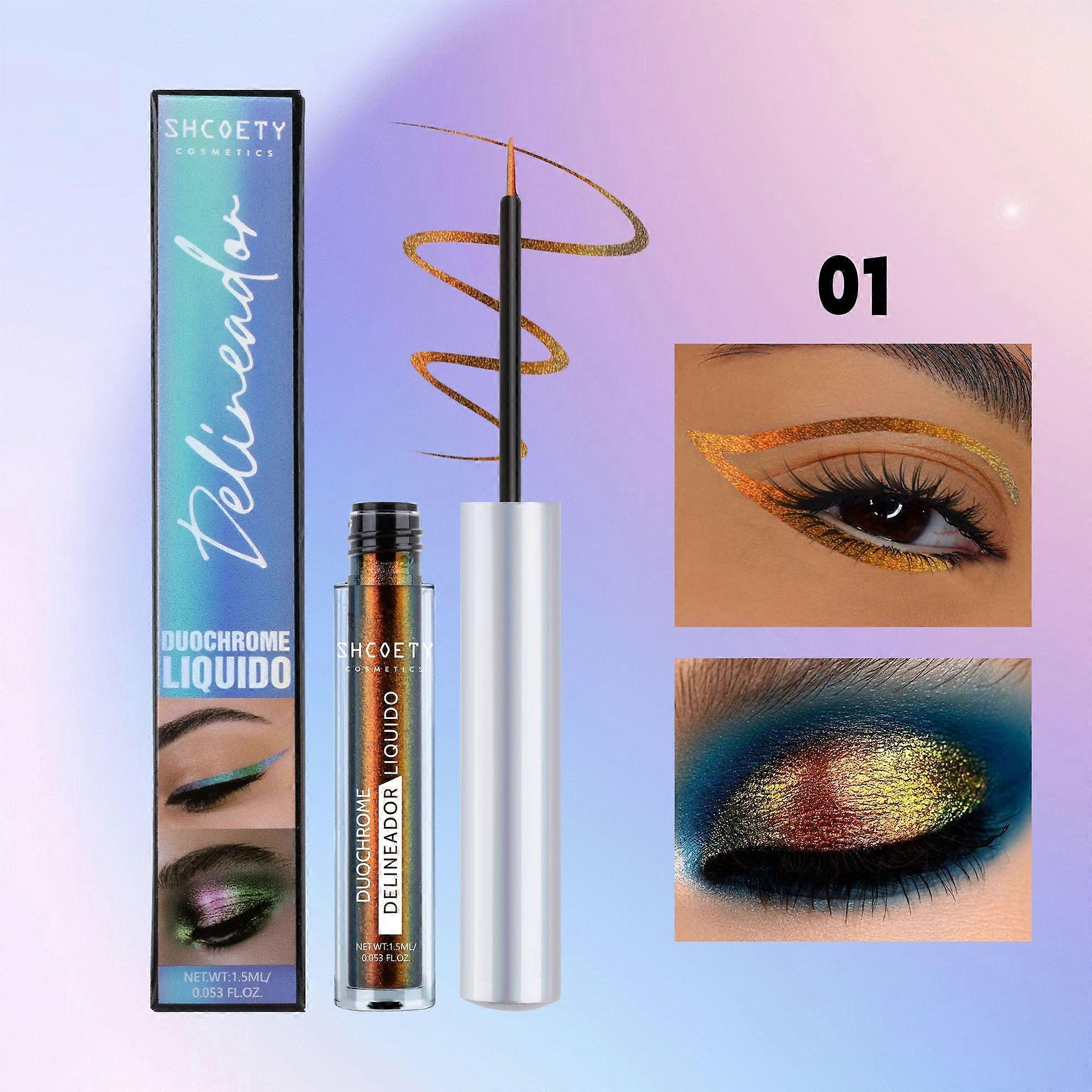 Multichrome Eyeliner Liquid Liner, Glitter liquid eyeliner waterproof, Metallic Intense Color Shifting Colorful Eyeliner, Long wearing, Ultra-Fine Tip