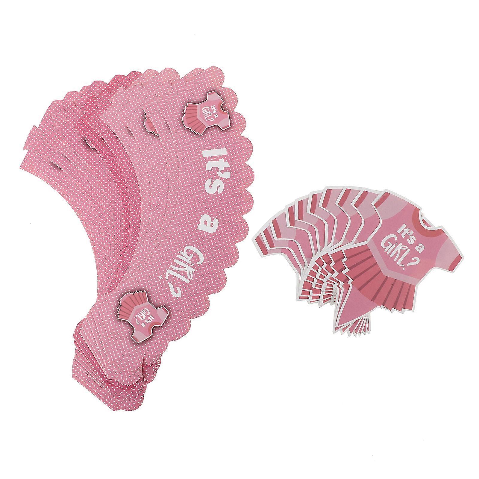 24pcs Gender Reveal Party Cake Toppers Dessert Picks Assorted Color Paper Material for Decor