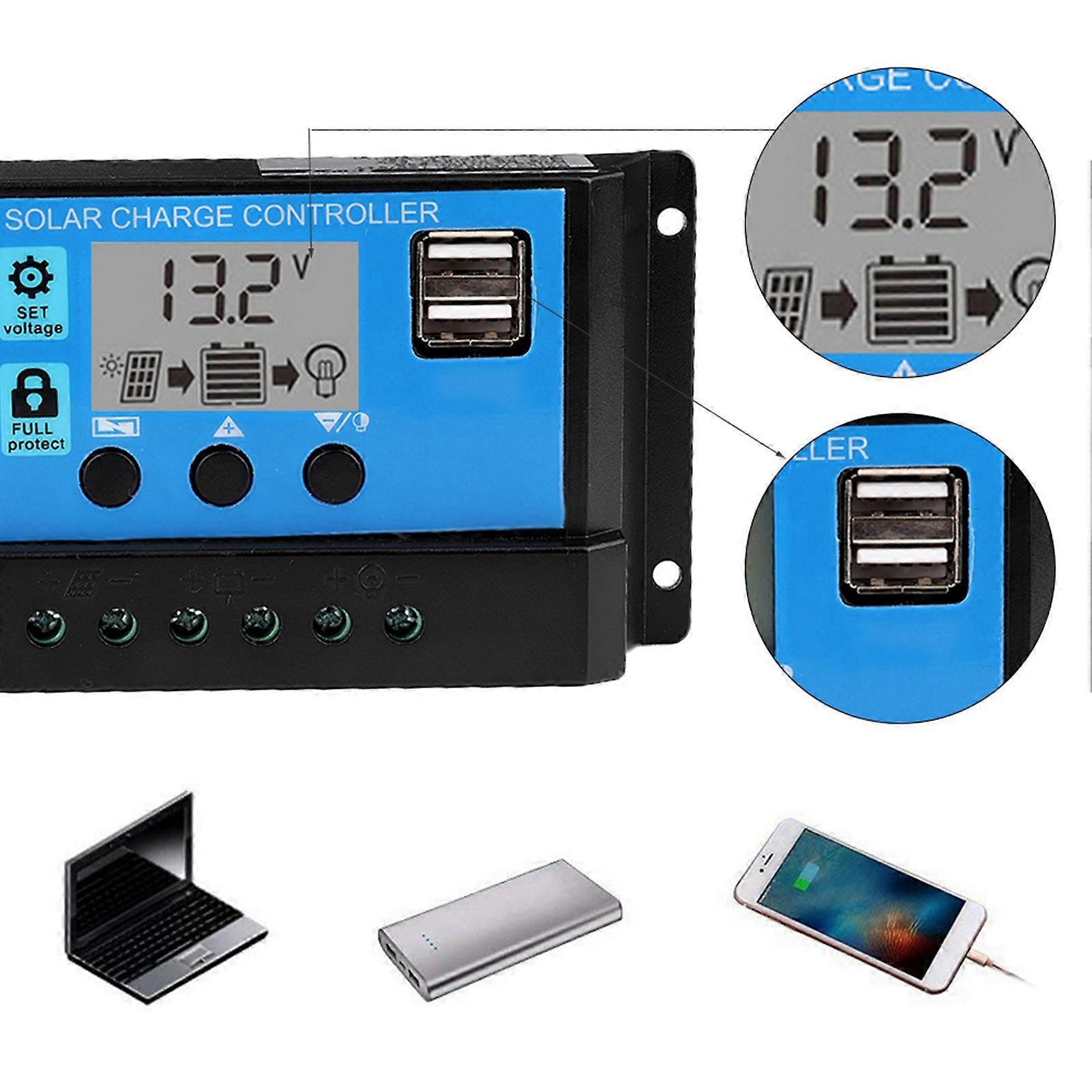 60A 12V/24V Auto Solar Charge Controller PWM with LCD Display