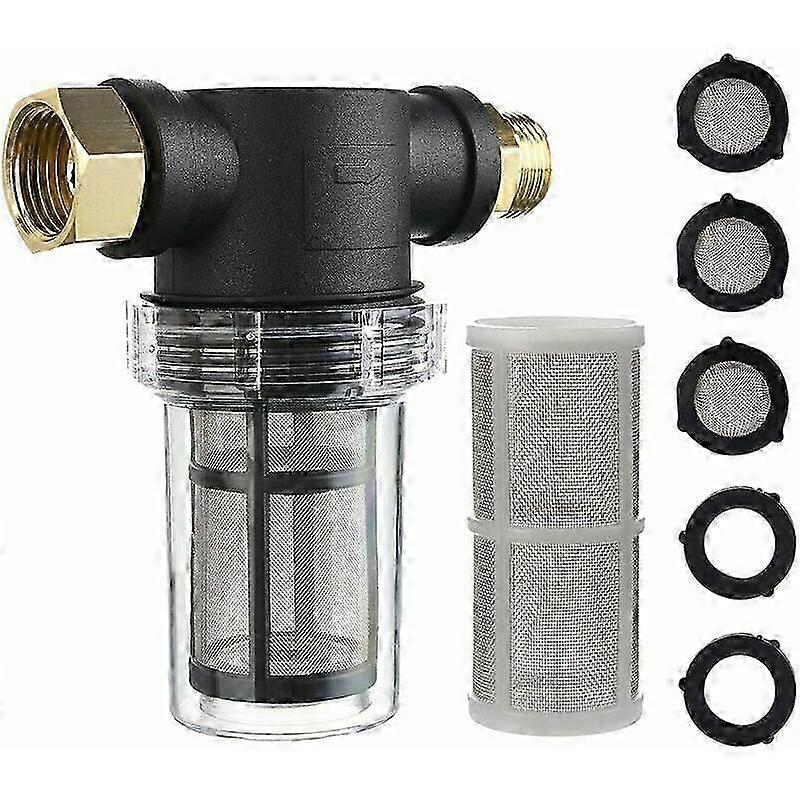 Garden Hose Filter for Pressure Washer Water Inlet, Inline Sediment Filter, 40 Mesh Screen, Extra 100 Mesh