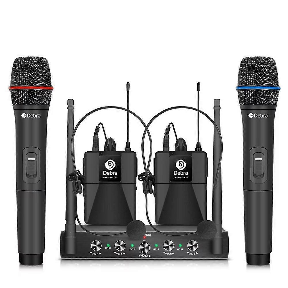 Microphone sans fil 4-en-1 2 Handheld +2 Bodypack