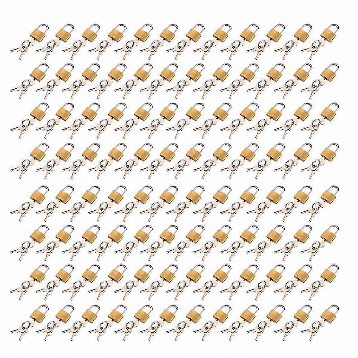 Mini Brass Padlocks with Keys for Luggage, Travel, and Lockers - Secure & Durable (96 Pack)