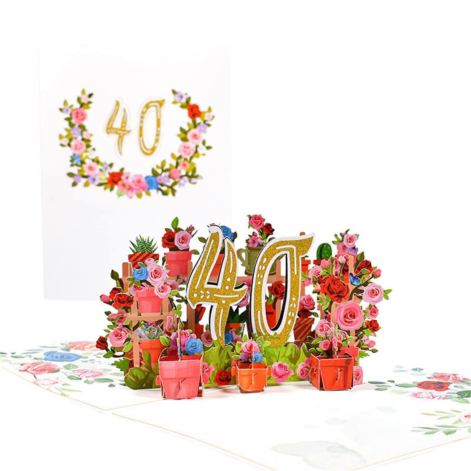 Flower Anniversary Card Set With Envelope Kit For Blessing Message Office Use Memorial Cards Daughter 40th Anniversary
