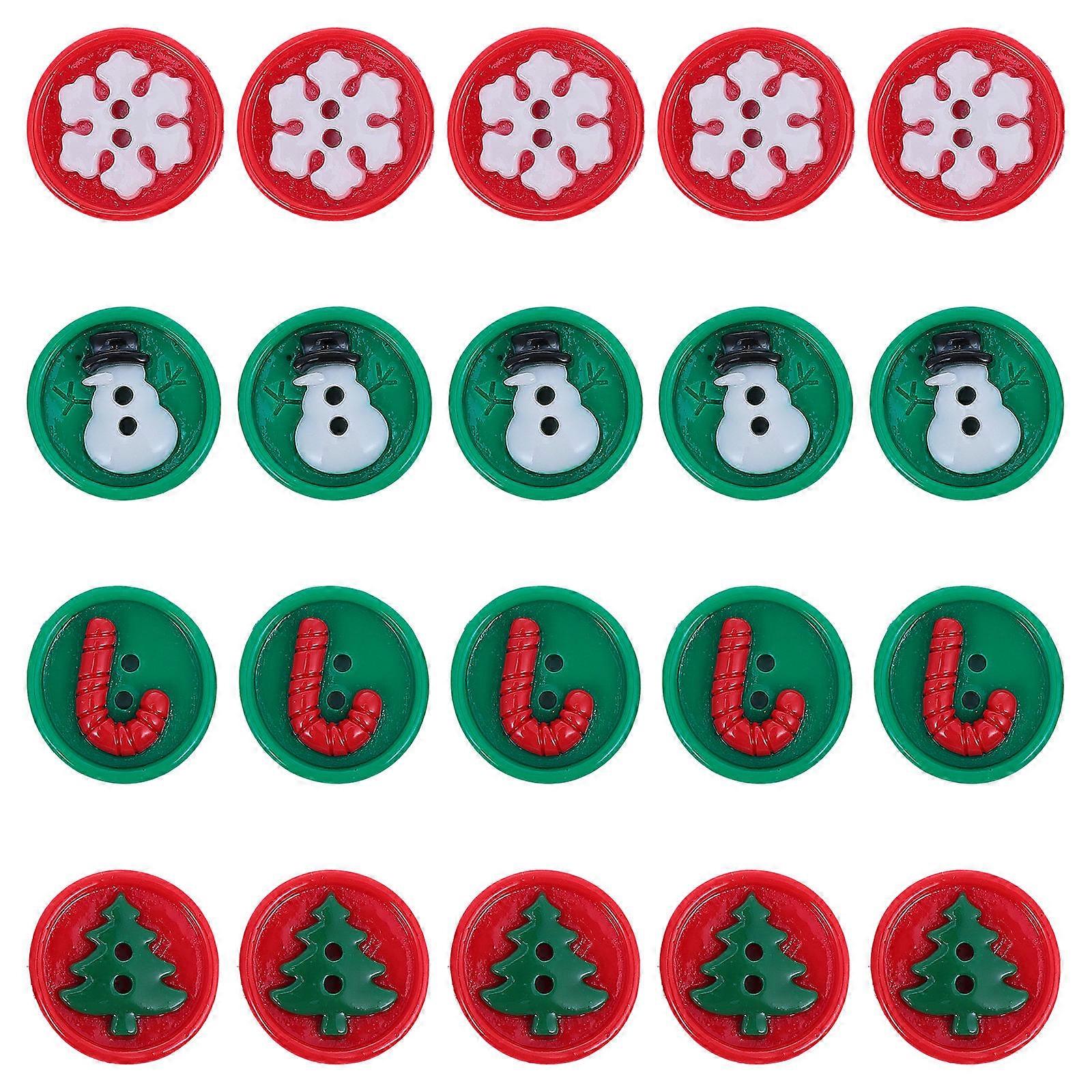 20 Pieces Assorted Color Christmas Cane Buttons for Sewing Crafts
