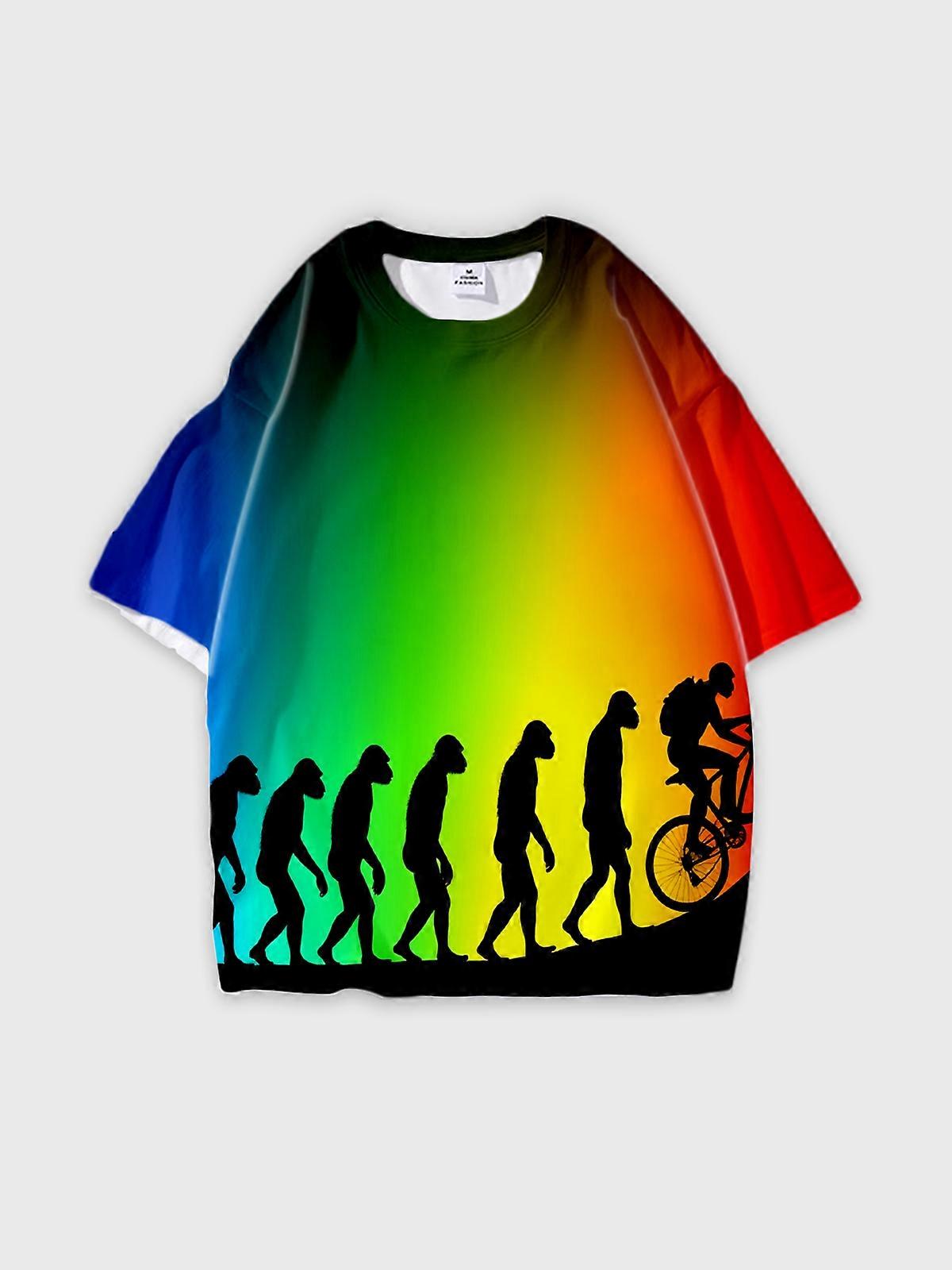 T-Shirt Short Sleeve Round Neck, Summer Casual Loose Graphic Tee, Unisex Pattern W2506