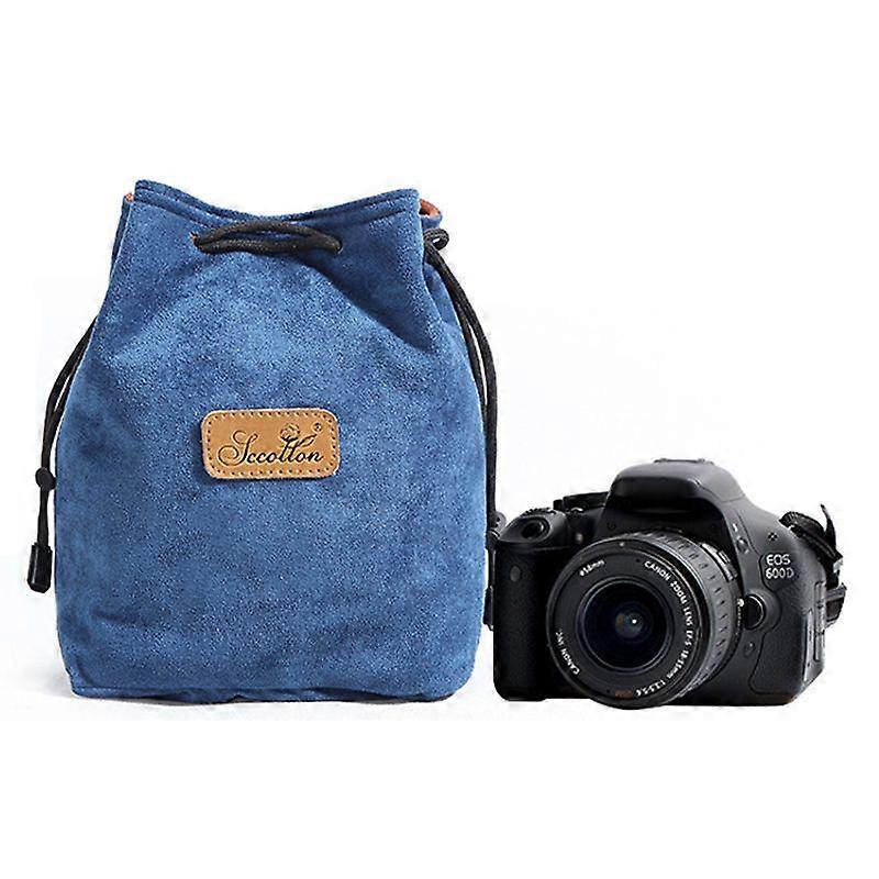 Anti-scratch Drawstring Lens Carrying Bag for Canon Nikon DSLR Camera Storage Bag, Square/Size M