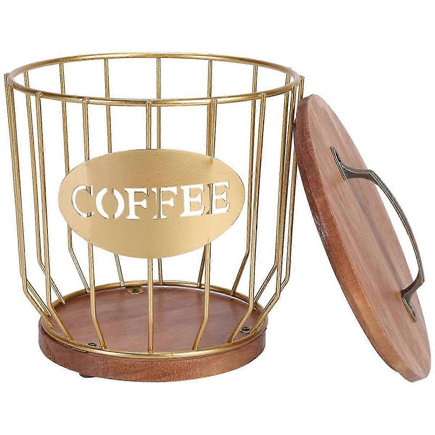 Coffee Filter Holder Storage with Lid,Gold