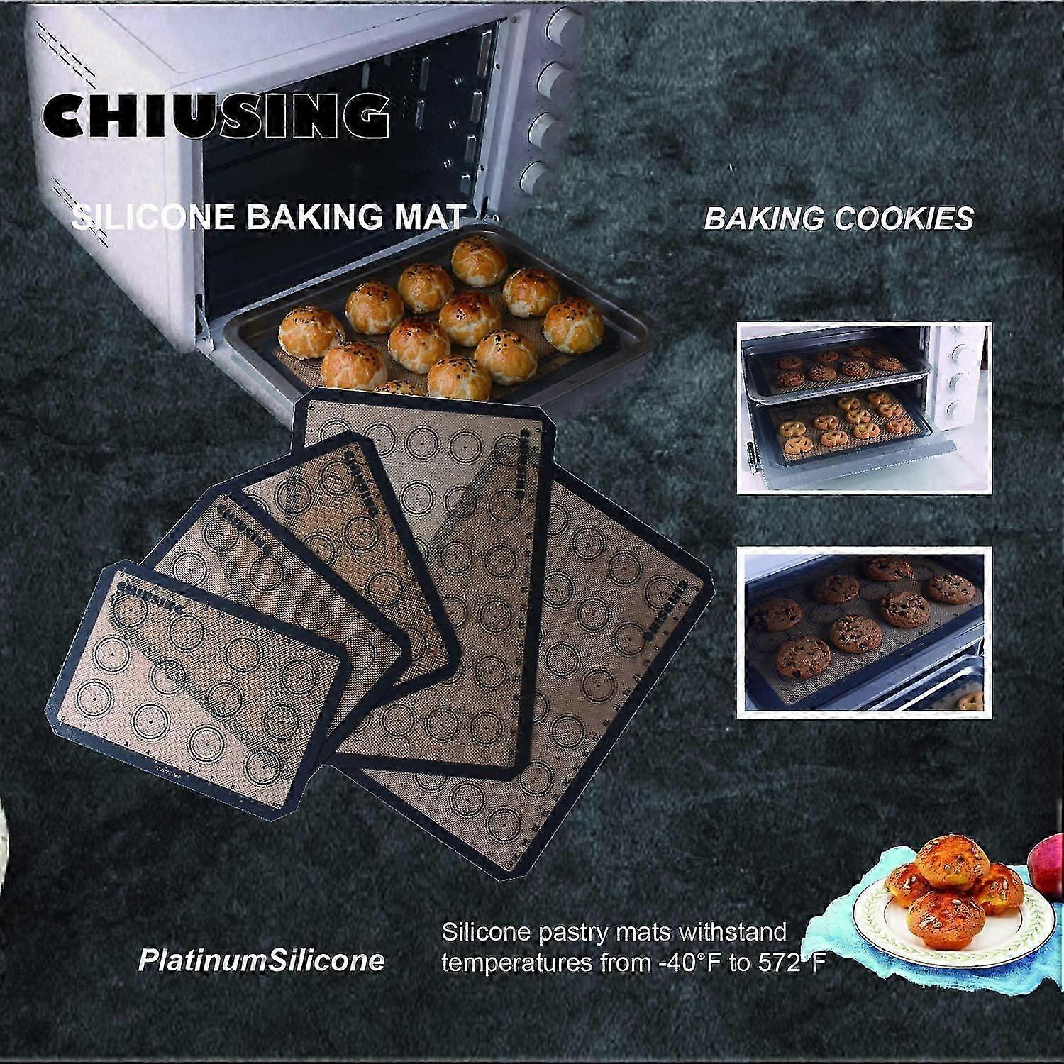 5 - Piece BPA - Free Silicone Baking Mats with Measurements for Macarons Cookies Cake Pizza 2025