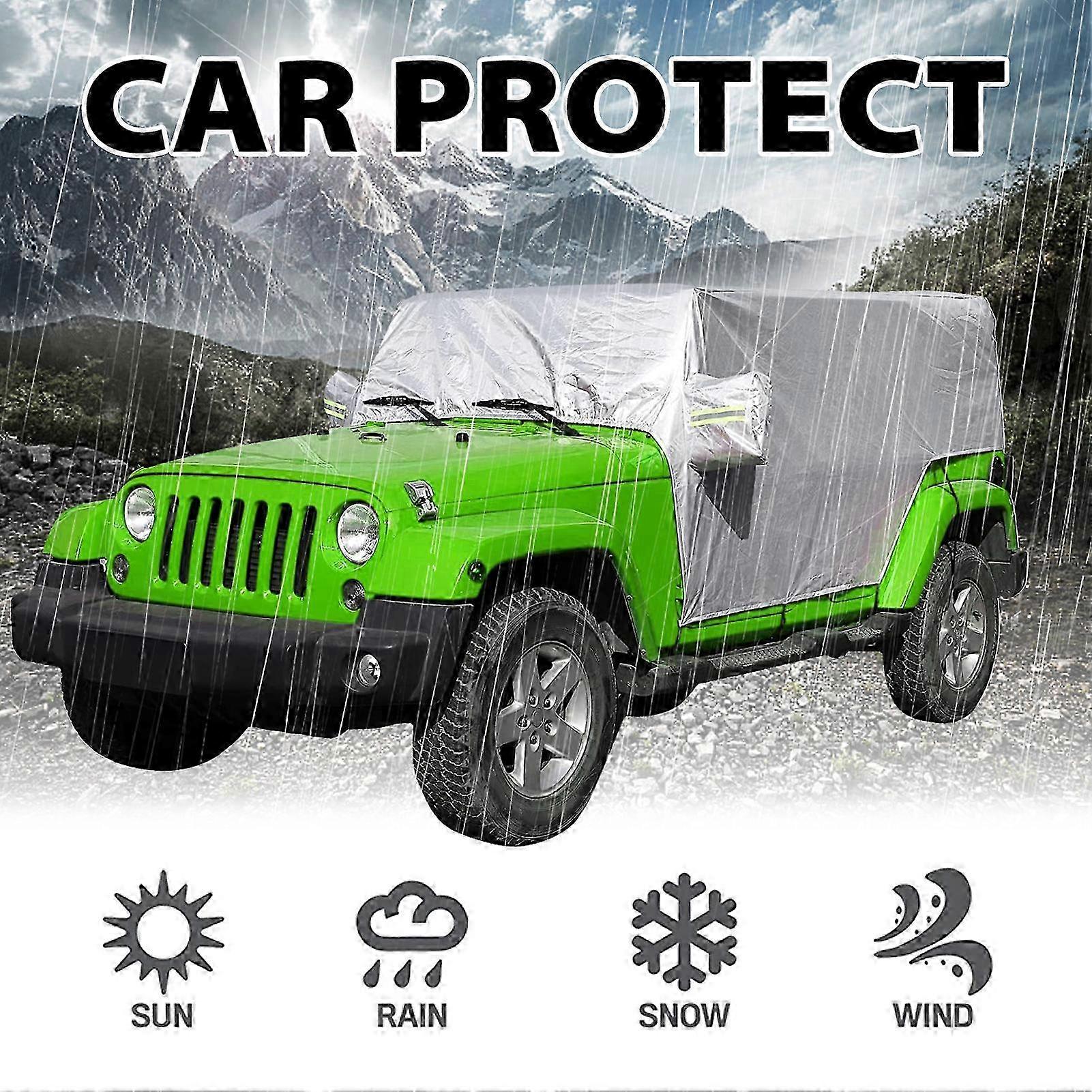 Windproof & Scratch Resistant Car Sunshade Cover for 2007 - 2021 JK JL 4 Door with UV Protection 2025