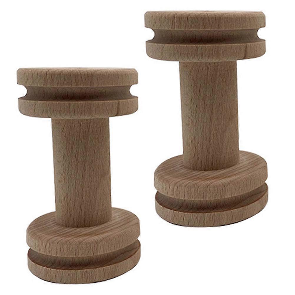 Brown Wire Winding Spools for Efficient Yarn Storage 2Pcs Wooden Holders