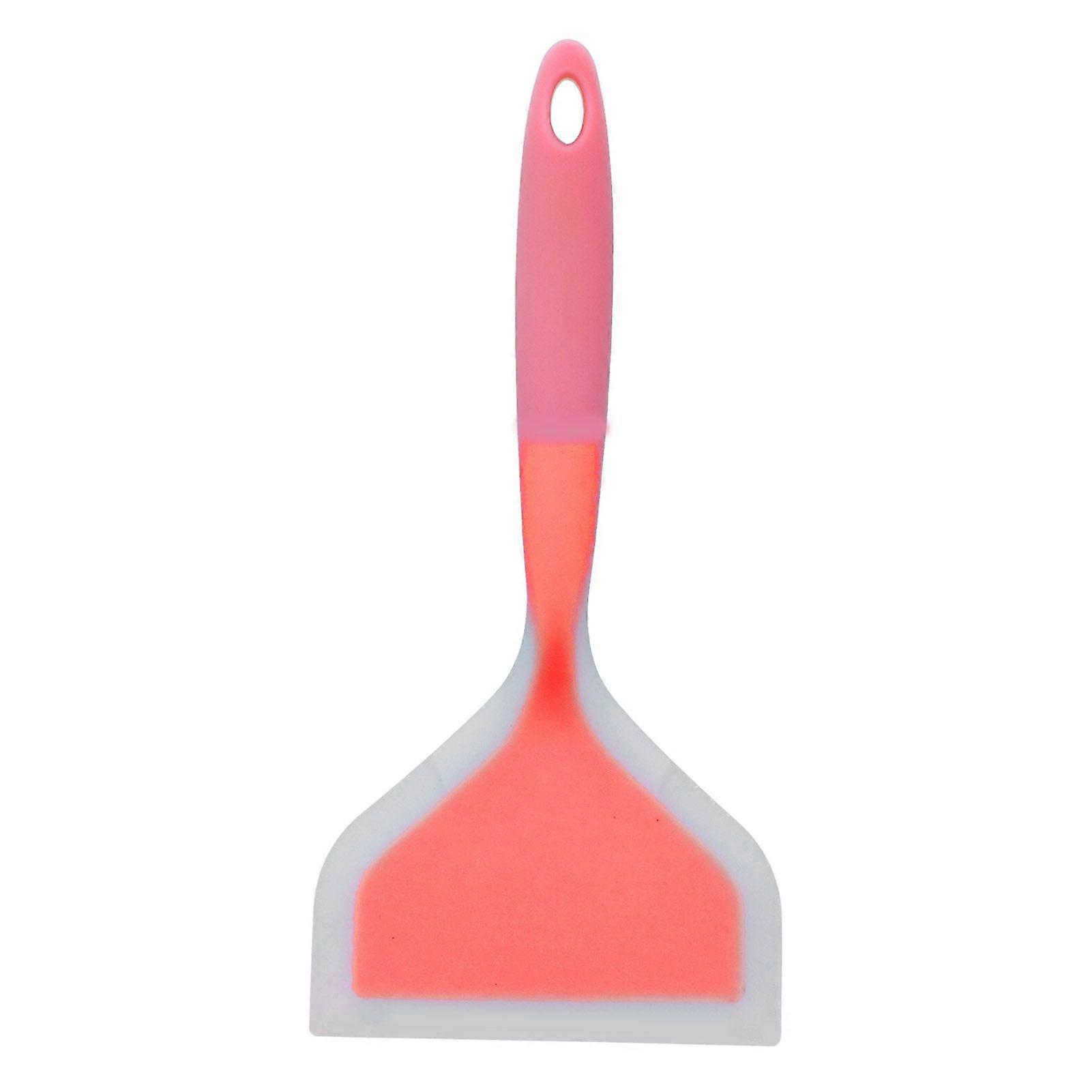 Cooking Spatula Transparent Twocolor Silicone Wide Mouth Frying Spatula Pancakes Fried Shovel for Home Kitchen(Orange Spatula Head )