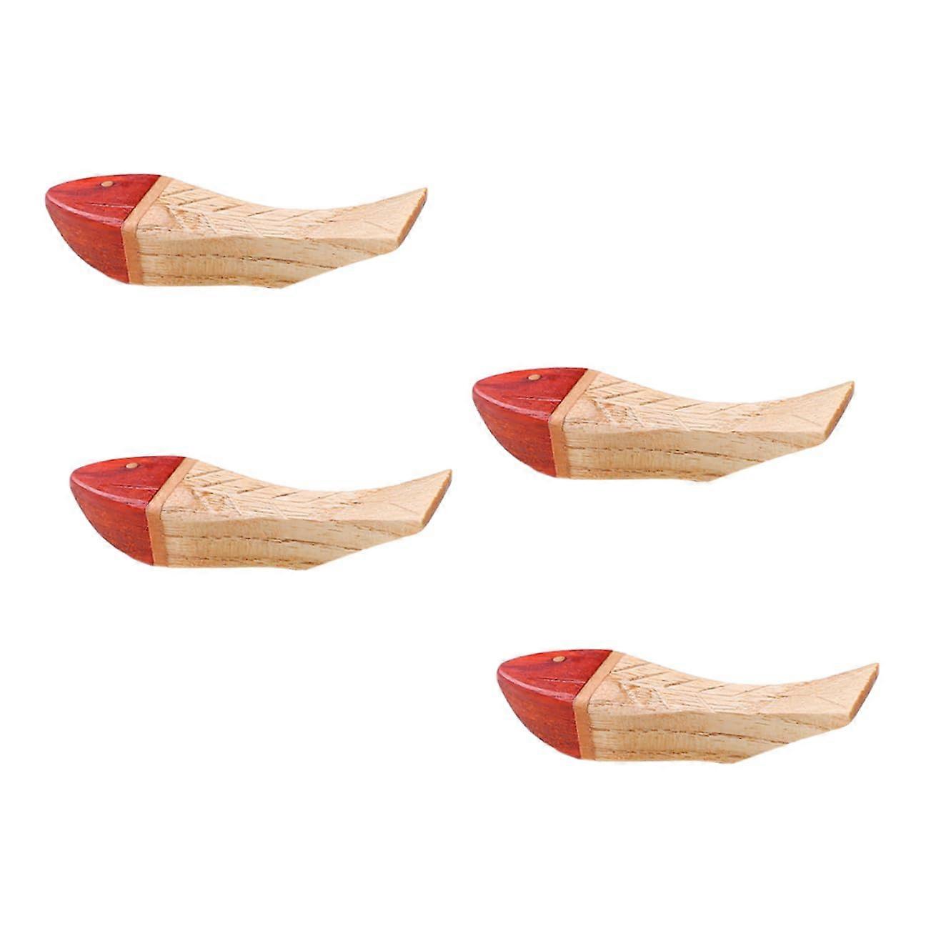 Japanese Style Fish Shaped Chopsticks Rest Sandalwood 4Pcs Set Tableware Holder For Chopsticks Spoons Forks