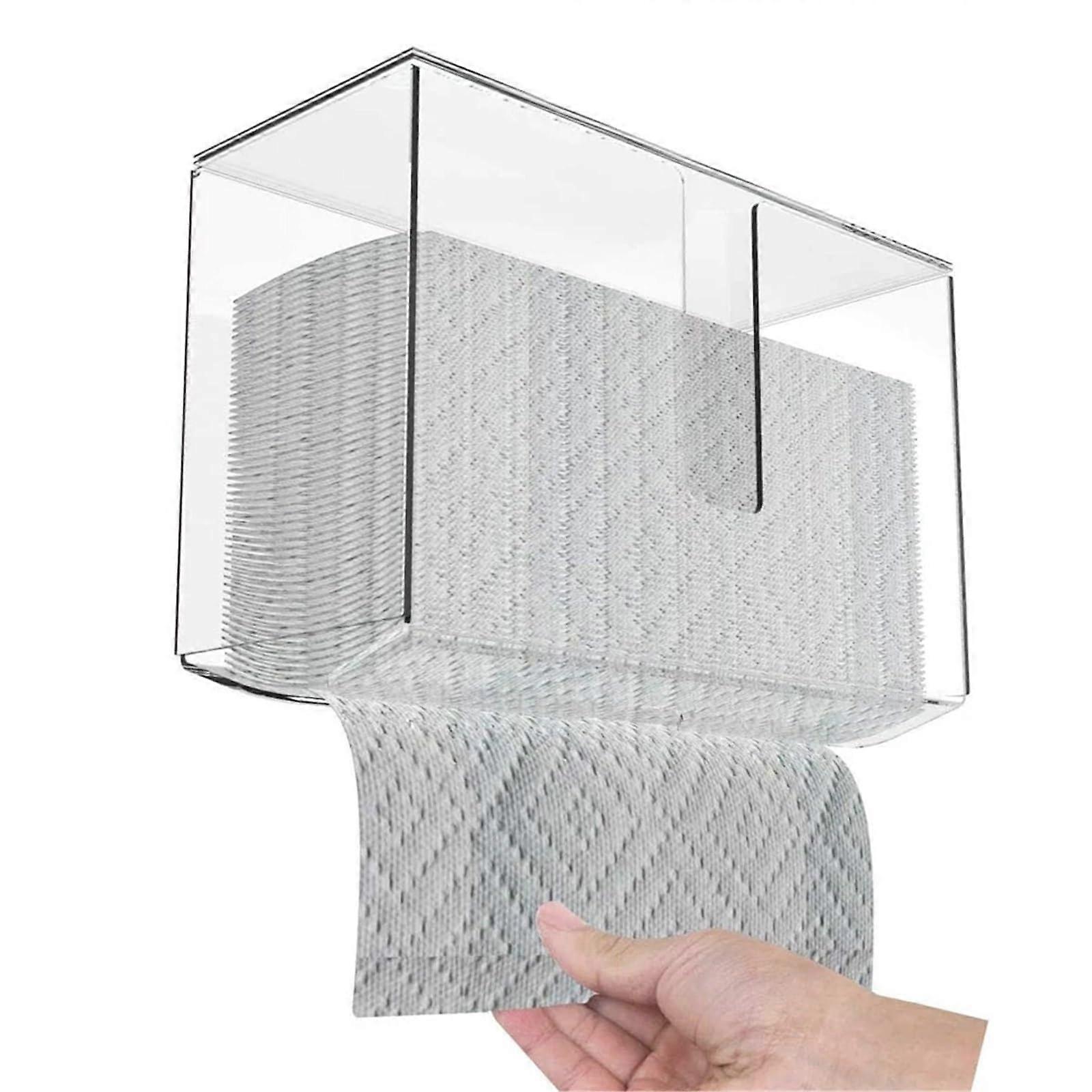 Wall Mounted Tissue Box, Paper Towel Dispenser With Lid, Clear Folded Towel Holder, For ZFold CFold Or MultiFold