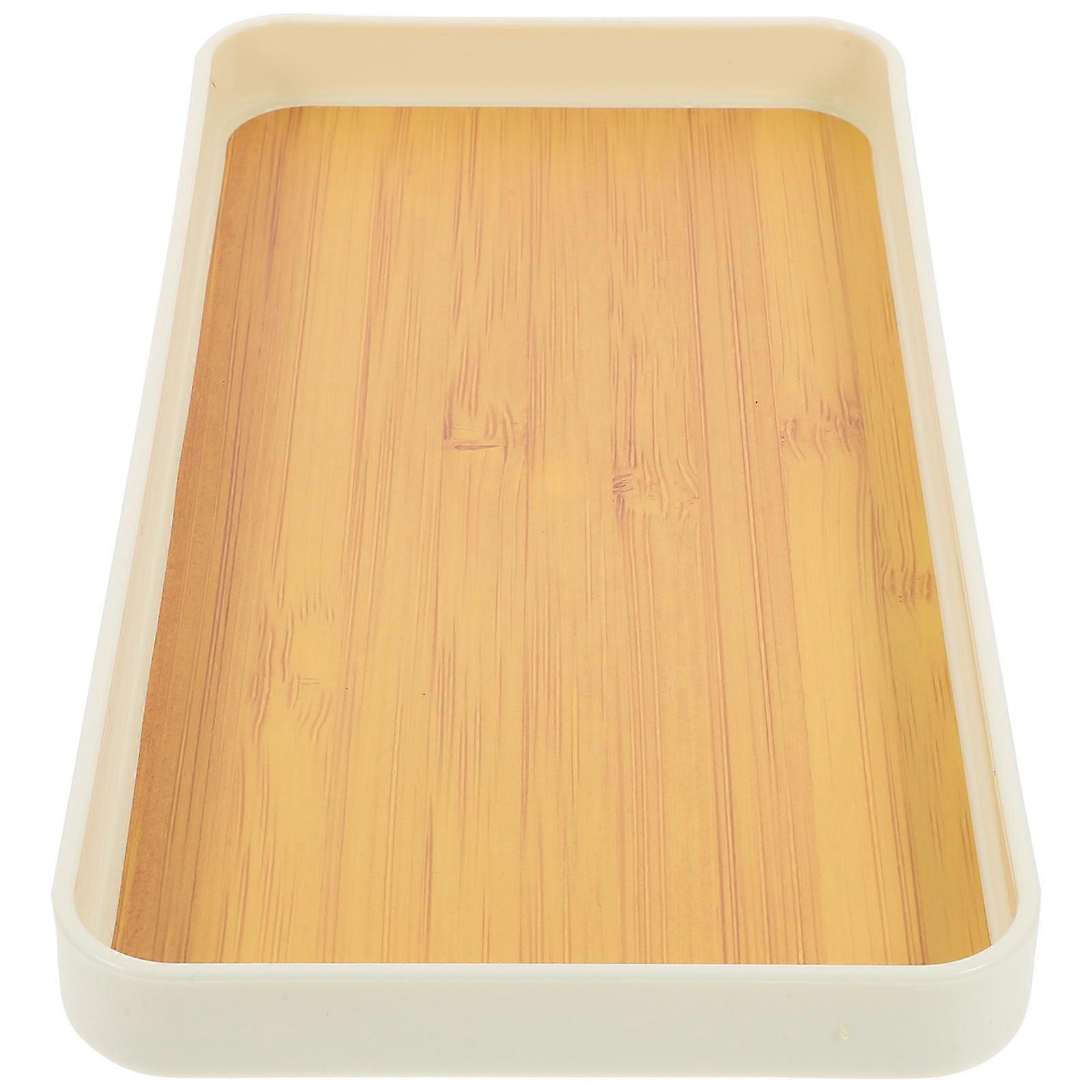 Wood Grain Plate Rectangular Tray for Food Serving 4Pcs Multipurpose Use