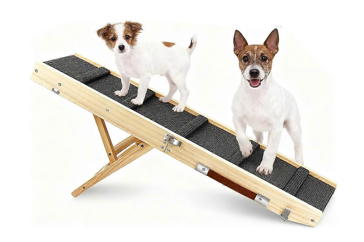 Foldable Adjustable Dog Ramp for Couch and Bed with Non-Slip Carpet Surface