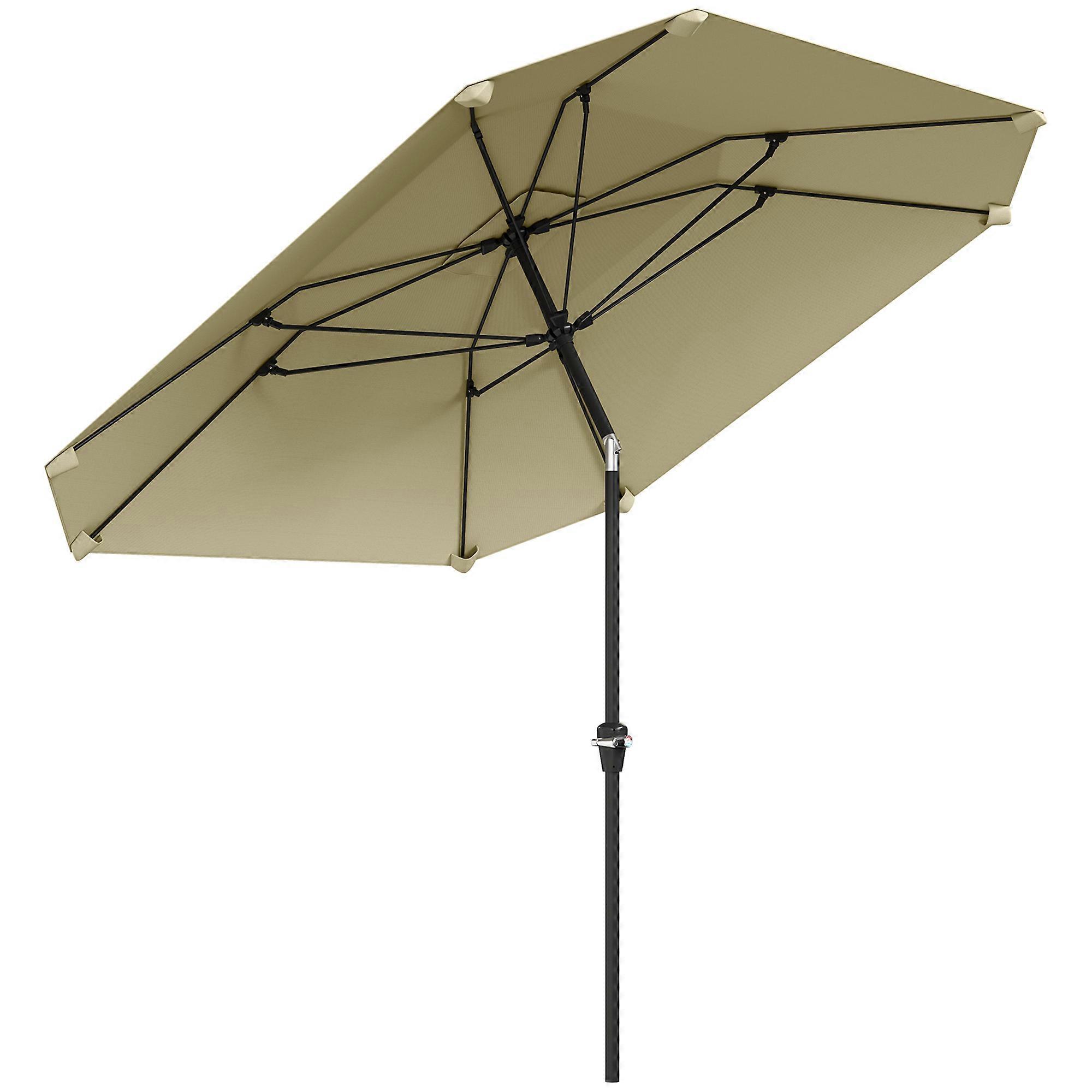 Outsunny 233cm Octagonal Patio Umbrella with Tilt Function Beige Outdoor Garden