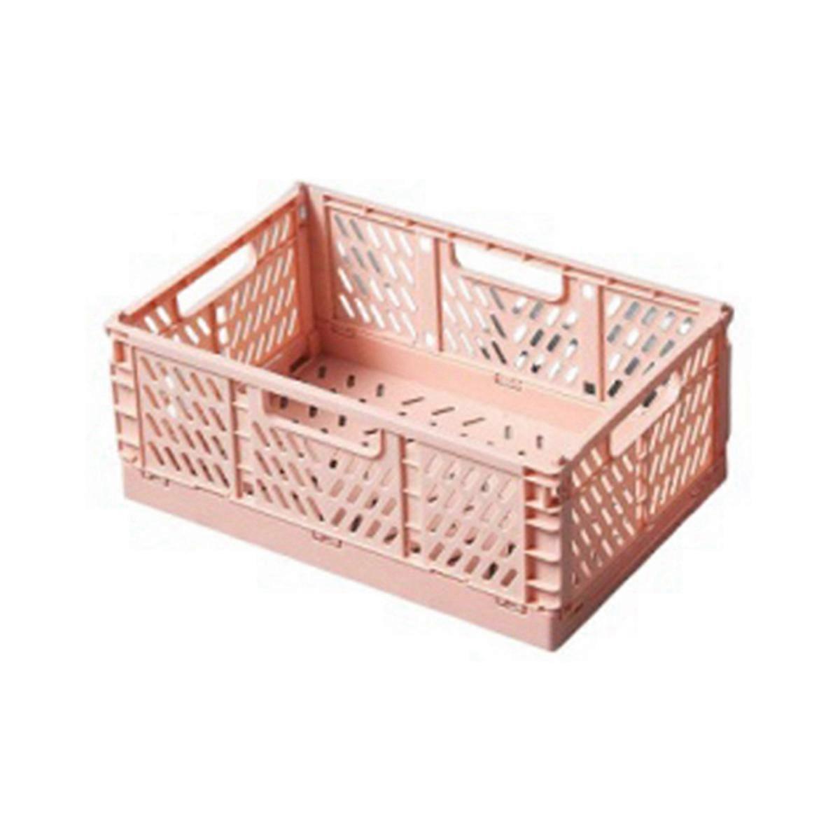Folding Storage Box Basket Utility Cosmetic Container Desktop Pink