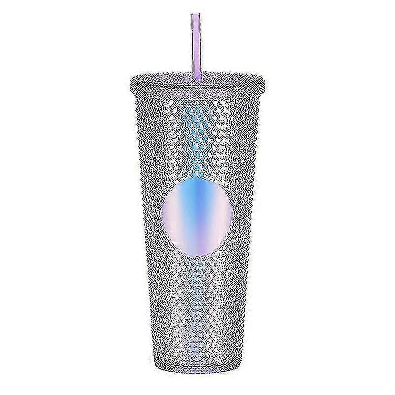 710ml Diamond Double Layer Plastic Straw Water Cup | Coffee Mug