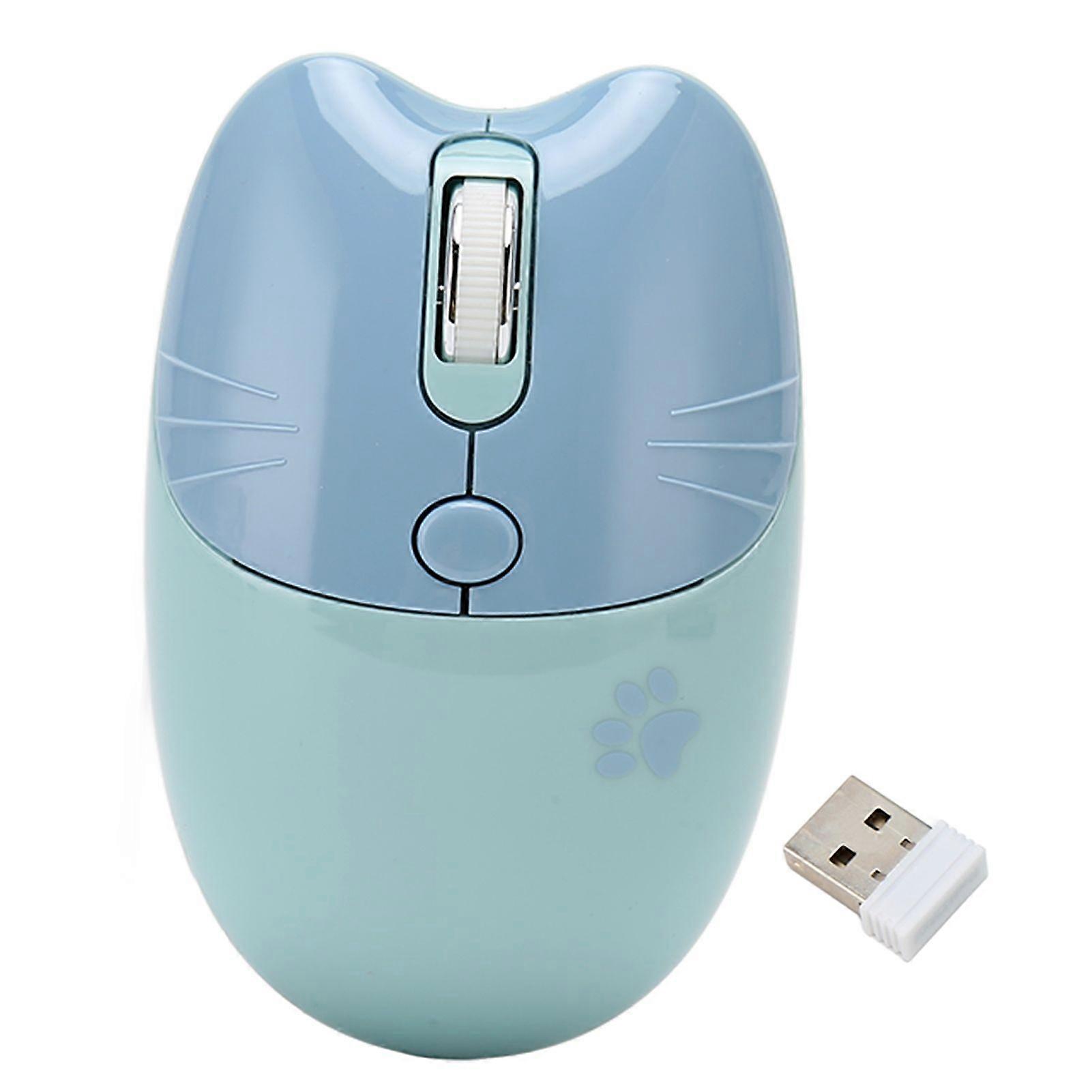 Wireless Mouse BT5.1 Or 2.4GHz Silent Click Adjustable DPI Auto Sleep Office Mouse for Girl Working Family School Cafe Blue