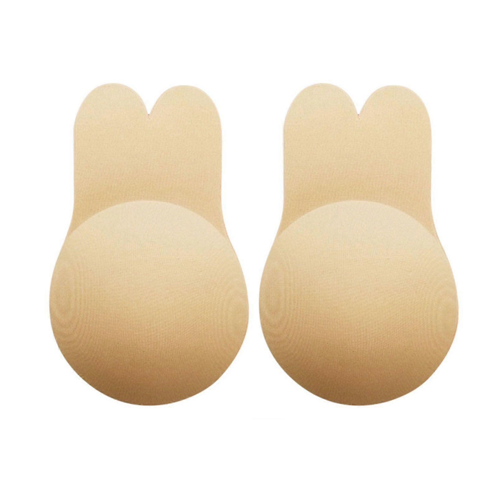 Rabbit Ear Adhesive Bra Strapless Backless Reusable Push Up Breast Lift Nipple Covers for Women Skin Color S/M