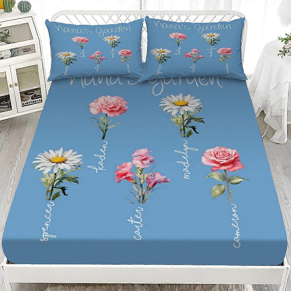 Fishing Flower Fitted Sheet Three-Piece Set