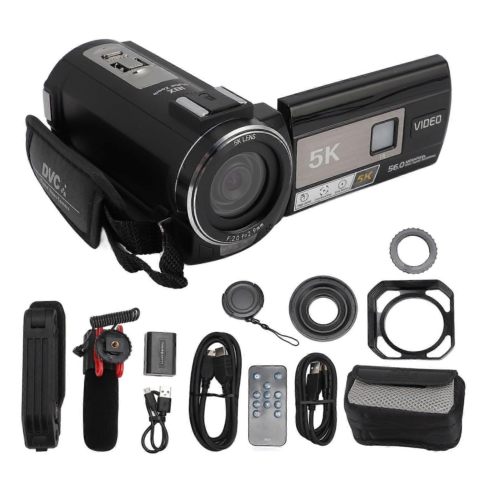 56MP DV Digital Camera 5K WIFI 3in Touch Screen 18X Zoom Anti Shake Loop Recording Handheld Video Camcorder