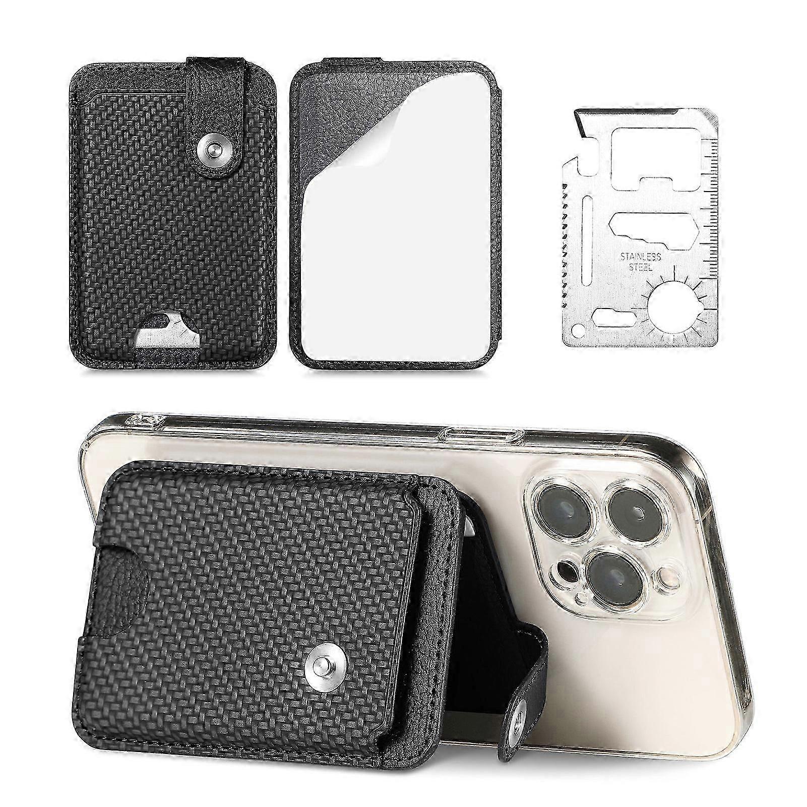 Universal Phone Stick On Card Holder Multifunctional Magnetic Closure Phone Mount Wallet