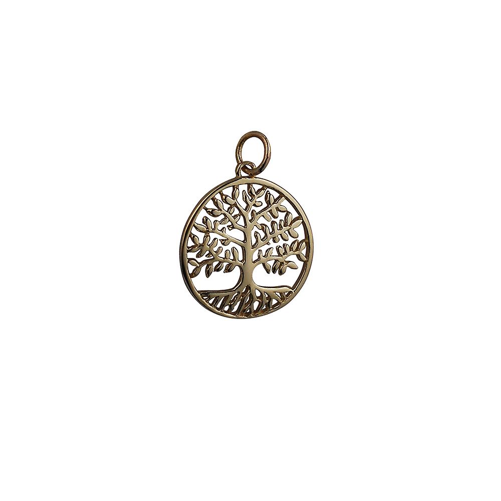 9ct Gold 20mm round 1.5mm thick Tree of Life Pendant or Charm