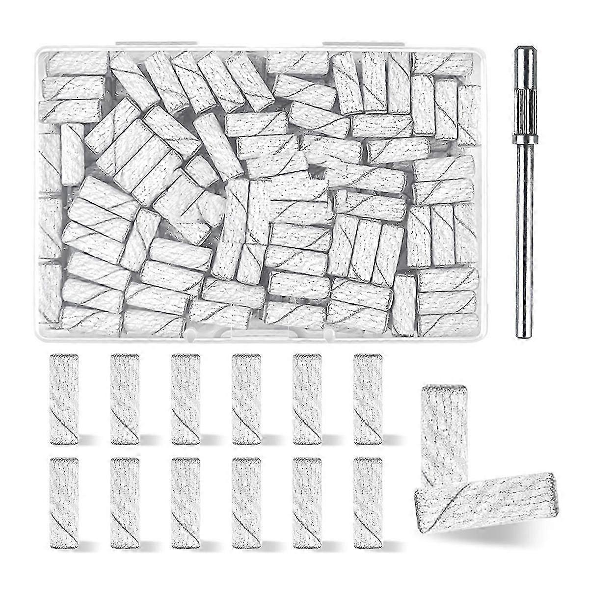 100-Piece Set of 180 Grit White Small Sanding Bands for Nail Drill Bits and Manicures