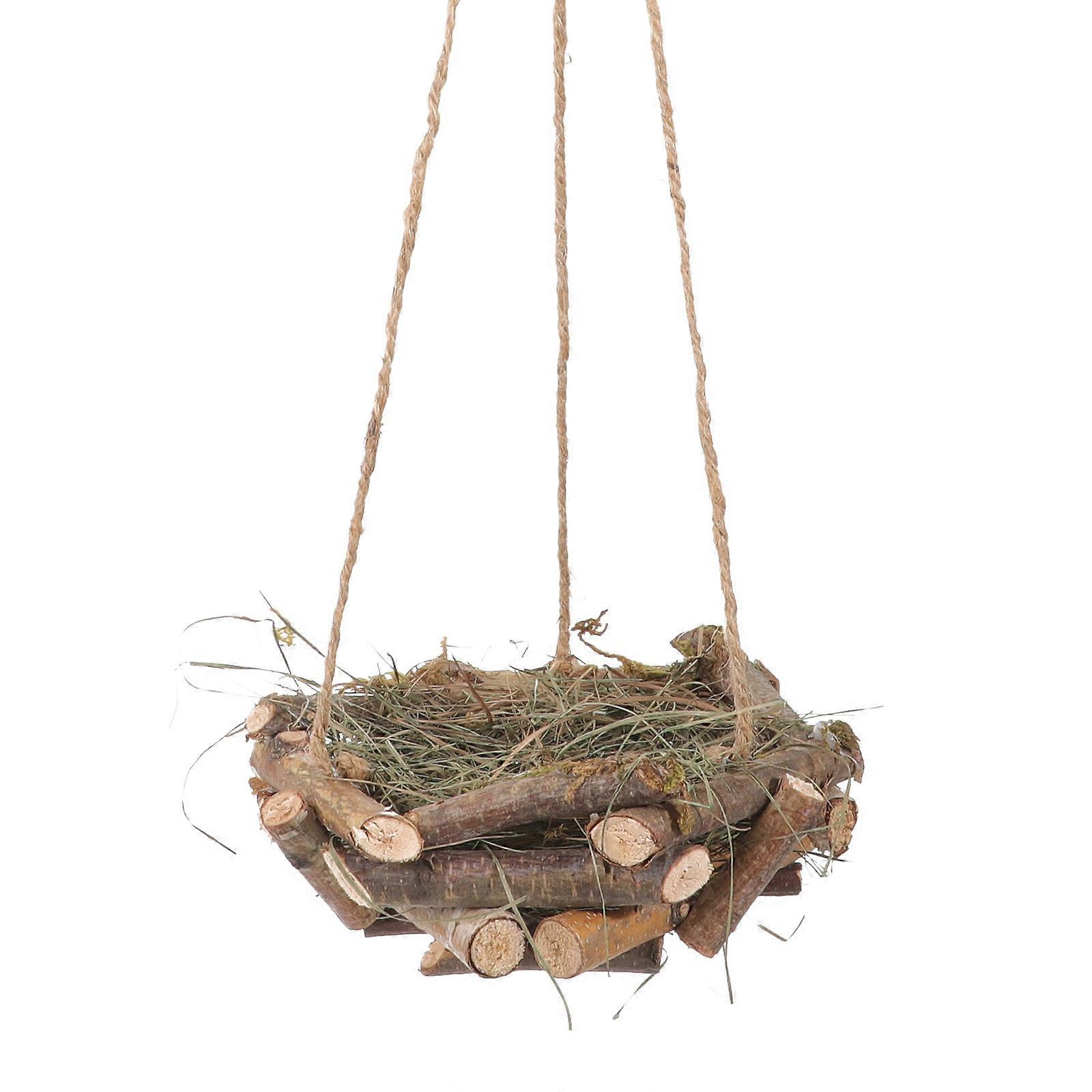 Decorative Bird Nest Hanging Ornament 2Pcs Straw Woven Bird Nest