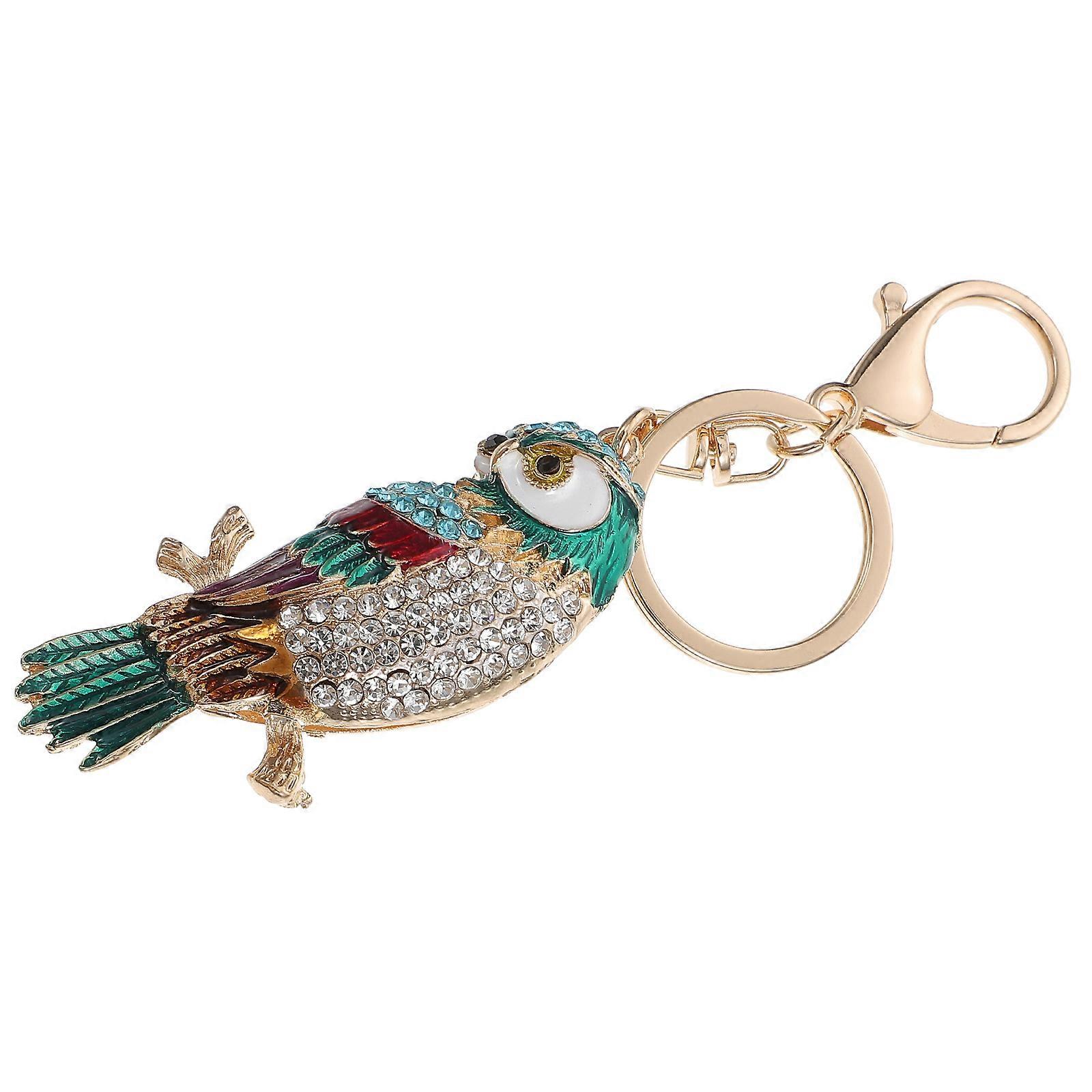 Owl Shaped Key Holder Keychain Accessory For Daily Use Green Metal Decoration 1Pcs