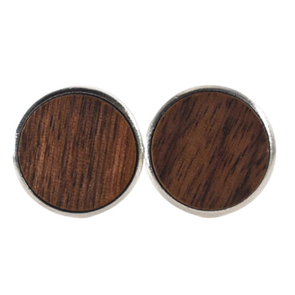 Alloy Wooden Sleeve Button Shirt Button for Decoration 2Pairs Round Cuff Studs