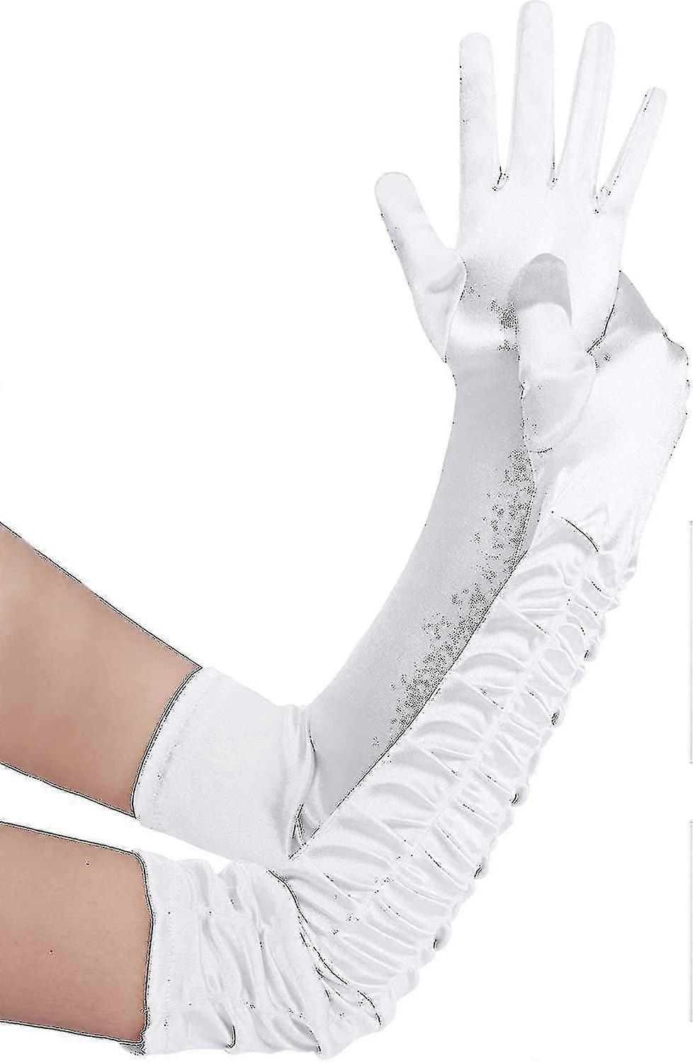 Μακρύ συμβαλλόμενο μέρος όπερας 20s σατέν γάντια τεντωμένο ενήλικο μήκος αγκώνων μεγέθους