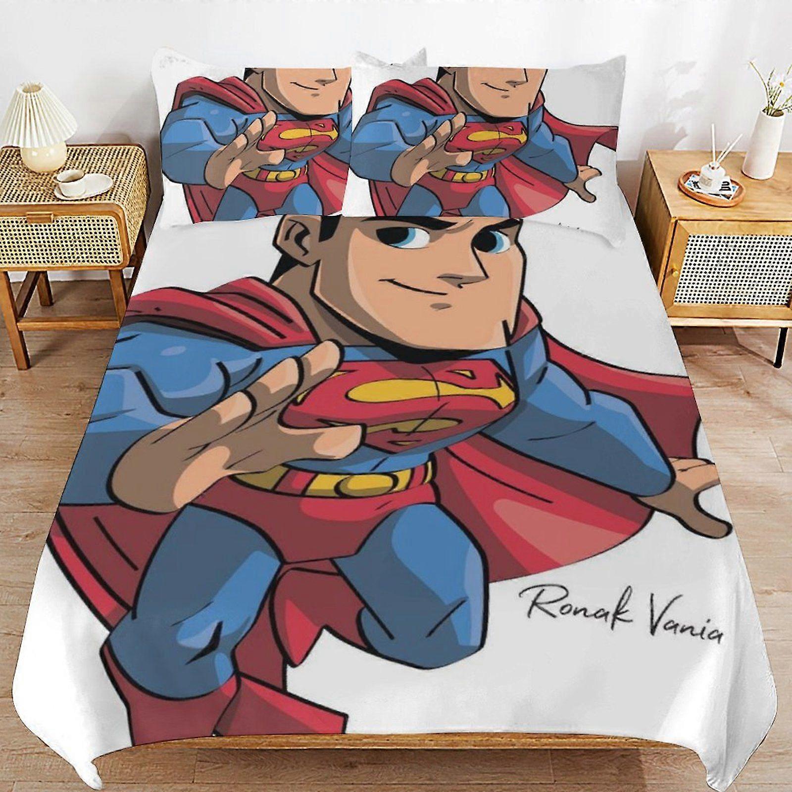 D631 Superman Breathable Surface Smooth Construction Rest Focus Soft Zipper Duvet Cover Sets Fitment K631