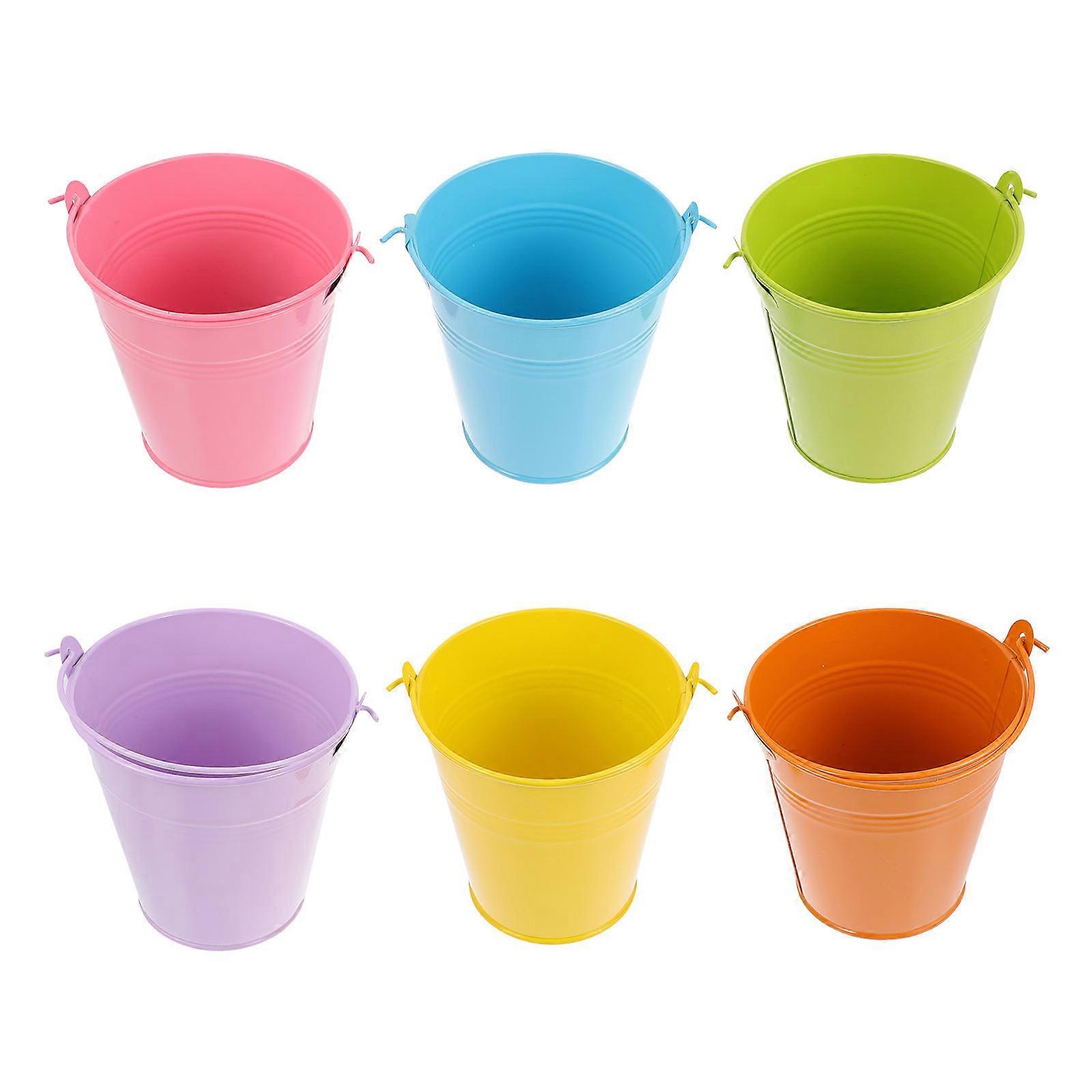 Mini Iron Buckets for Flower Arrangement 6Pcs Colorful Metal Buckets for Storage