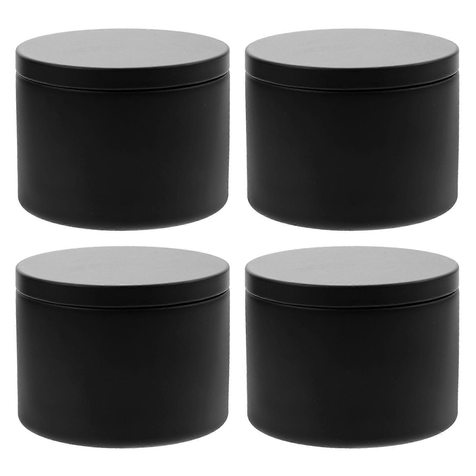Black Round Candle Boxes for Candle Making 12Pcs Tinplate Storage Jars