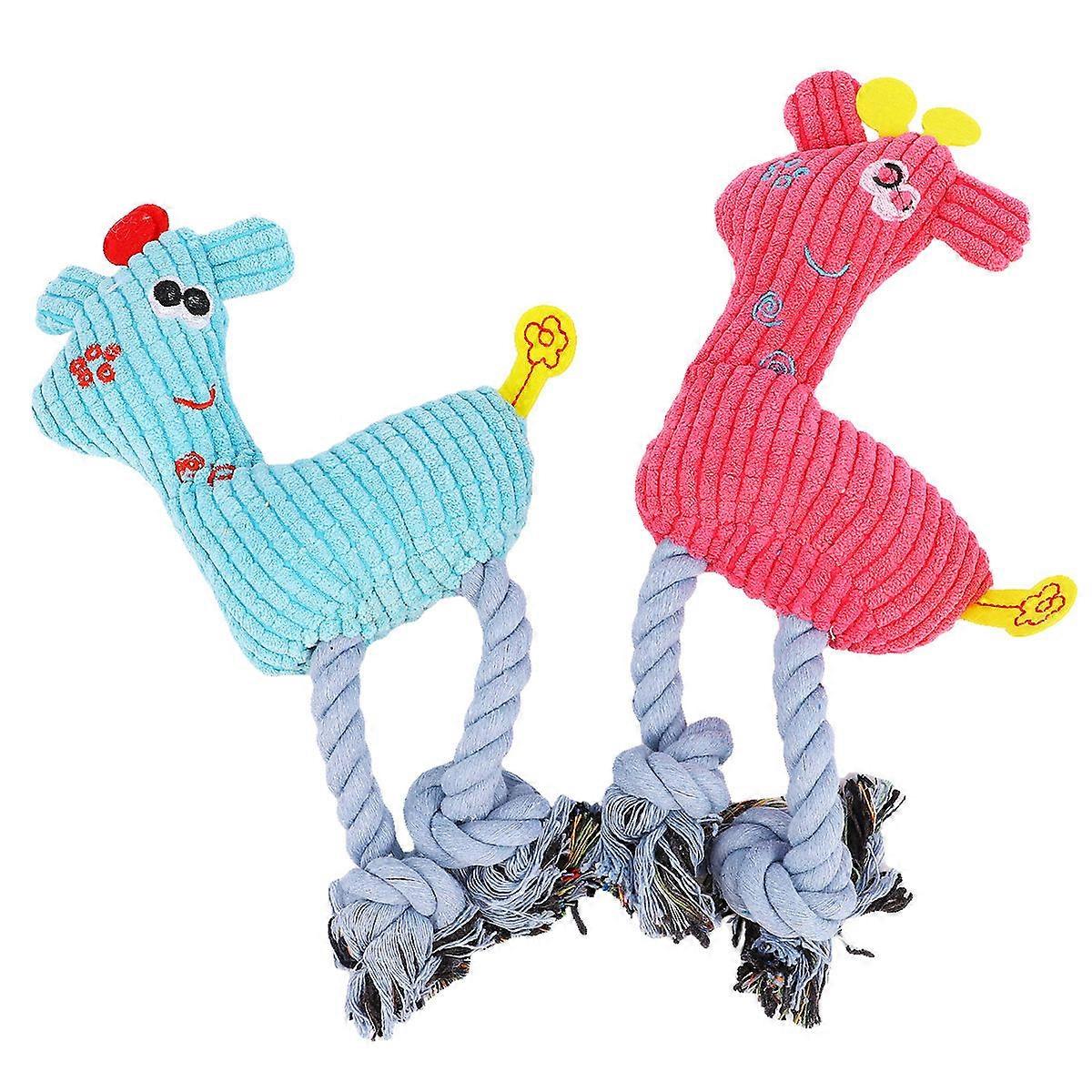 Chewing Plaything Plush Fawn Shape for Dogs 2Pcs Pet Squeaky Toys