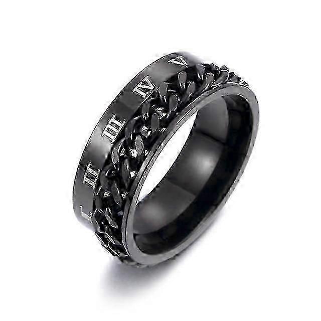 Finger Fidget Spinner Stainless Steel Chain Rotatable Ring Men Classical Rome Digital Power Sense Gift