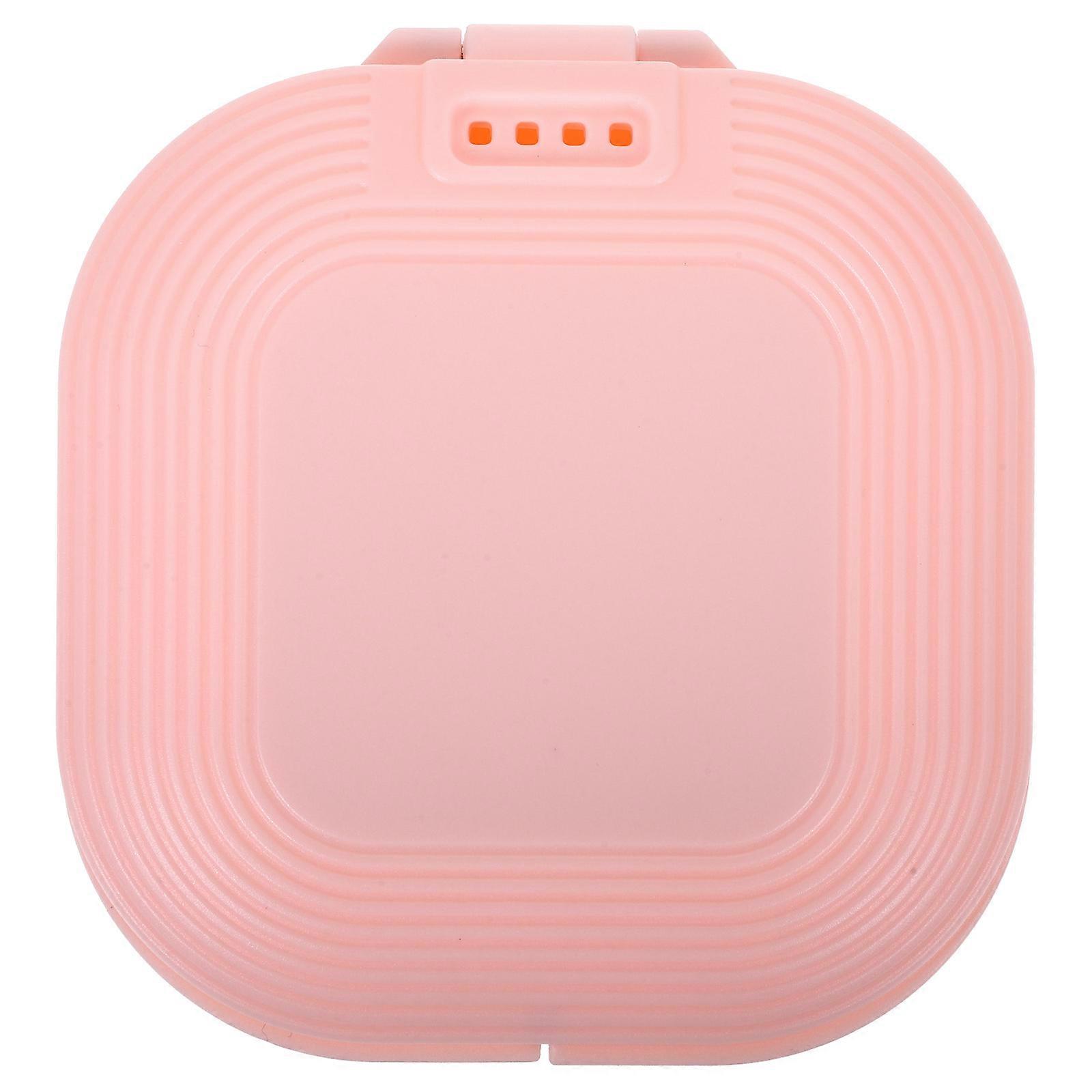 3Pcs Denture Case Portable with Mirror for Storage Use Pink ABS Box