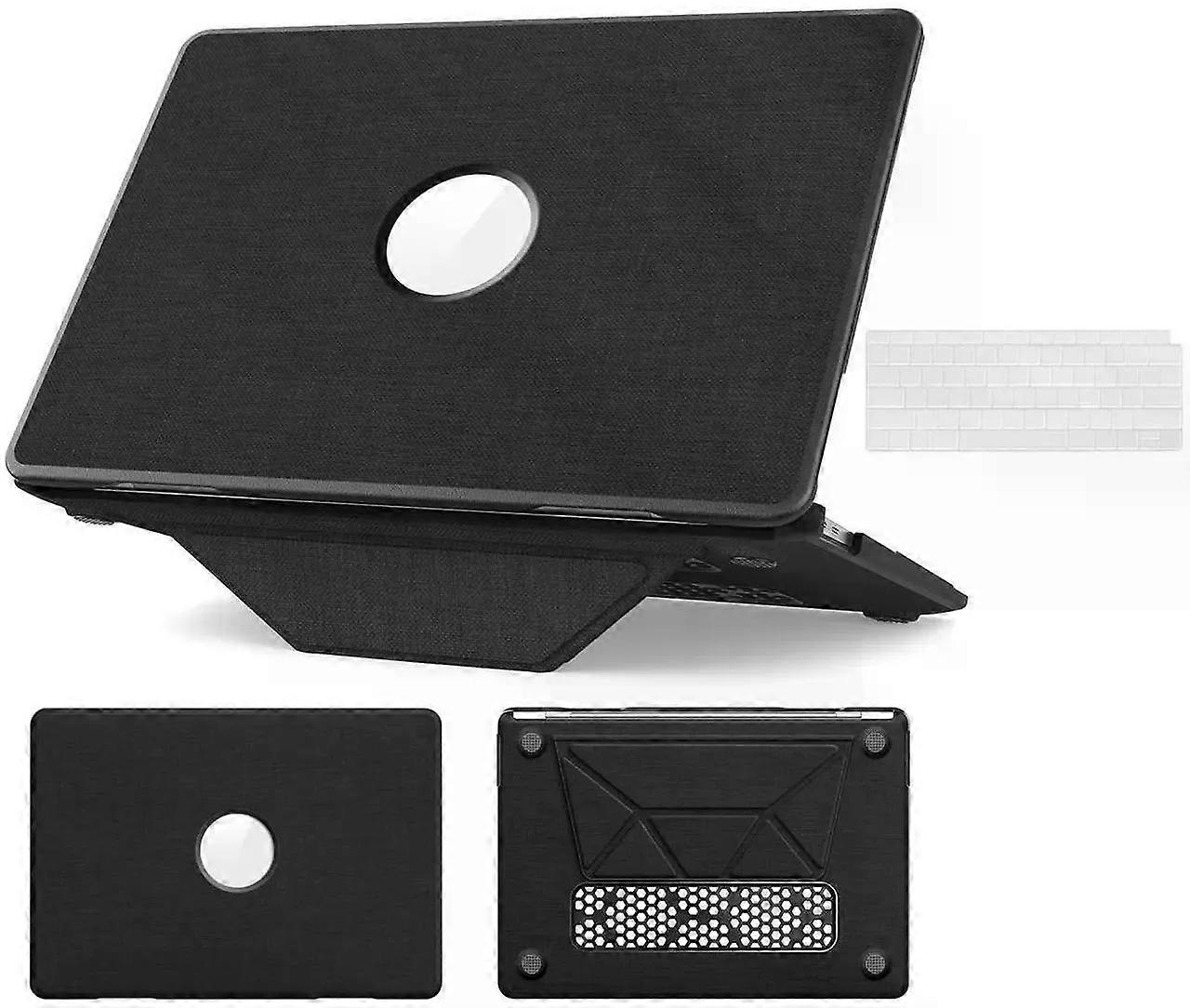 for MacBook Air 13 inch Case 2022 2021 2020 2019 2018 A2337 M1 A2179 A1932 Fabric Textured Hard Shell Protective Cover with Foldable Kickstand & Keybo