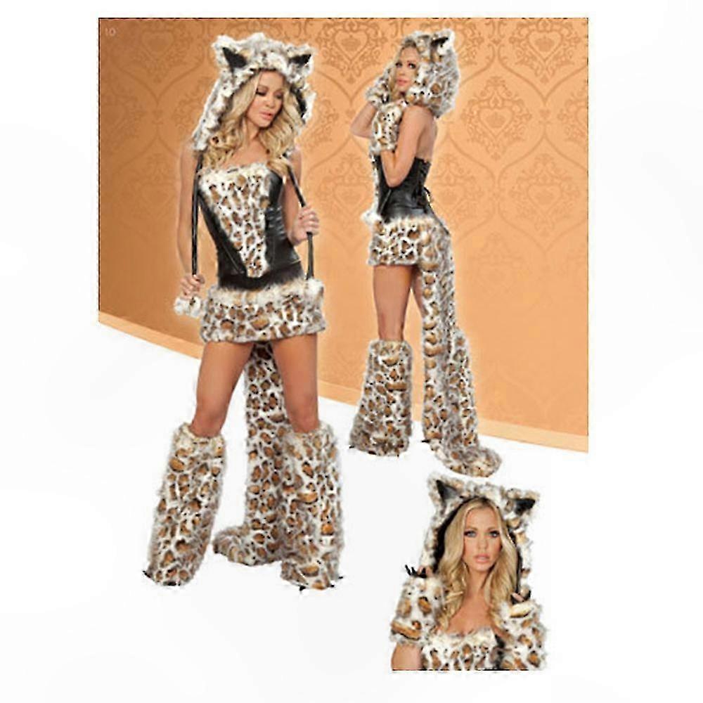 Leopard Print Wolf Costume with Big Tail for Halloween