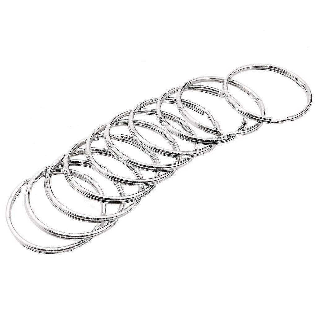 10x 50mm Keyring Split Ring Set Large Nickel Key Loop Sprung Hoop