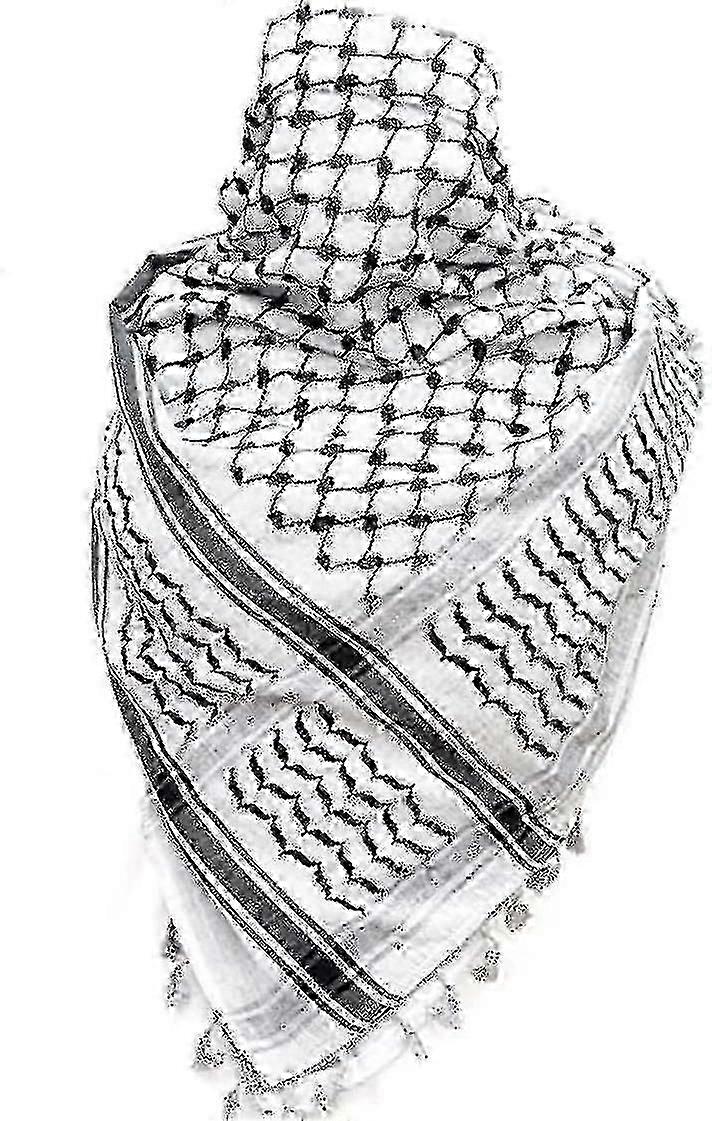 パレスチナのスカーフ、Keffiyeh、アラファトハッタ、タッセル付きワイド、Shemagh Keffiyehアラブ千鳥格子100% -良い