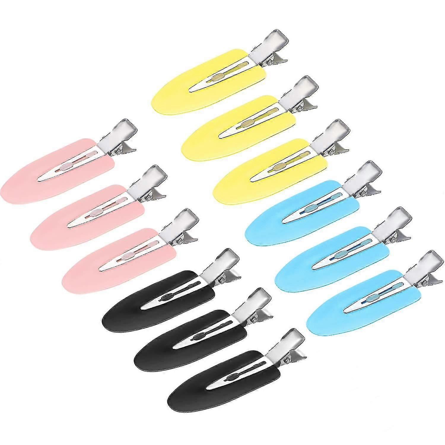12 pièces No Bend Curl Clips Pinces à cheveux Pin Compatible avec la coiffure Bangs Waves Application de maquillage (noir, blanc, rose, bleu, jaune)