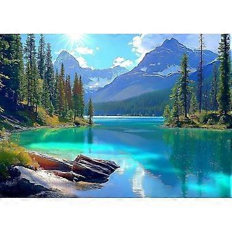 Turquoise Lake Puzzel voor Volwassenen - Panoramische Bergtherapie Legpuzzel Legpuzzels Houten Legpuzzel Educatief Speelgoed PPTT-068